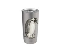 Emperor Penguins and Chick Vintage Art Stainless Steel Insulated Tumbler