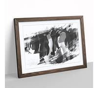 Emperor Penguins V1 Modern Framed Wall Art Print, Ready to Hang Picture for Living Room Bedroom Home Office Décor, Walnut A2 (64 x 46 cm)