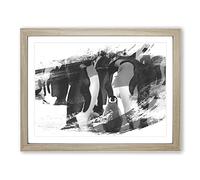 Emperor Penguins V1 Modern Framed Wall Art Print, Ready to Hang Picture for Living Room Bedroom Home Office Décor, Oak A3 (46 x 34 cm)
