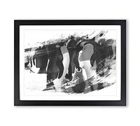 Emperor Penguins V1 Modern Framed Wall Art Print, Ready to Hang Picture for Living Room Bedroom Home Office Décor, Black A2 (64 x 46 cm)