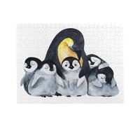 Emperor Penguins With Children In Snow,500 Pieces Puzzles for Adults-Wooden Jigsaw Puzzle for Adults Elderly