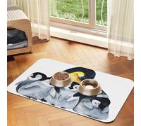 Emperor Penguins With Children In Snow,Waterproof Pet Feeding Mat,PU Leather Placemats for Cat Dog Water Bowl,Food Mats,40x60cm