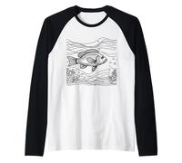 Emperor Red Snapper Line Art Aquarist Raglan Baseball Tee