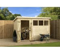 Empire 1500 Pent Garden Shed 10X3 SHIPLAP T&G PRESSURE TREATED WINDOWS