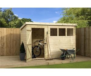 Empire 1500 Pent Garden Shed 10X3 SHIPLAP T&G PRESSURE TREATED WINDOWS