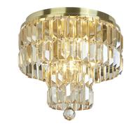 empire 4 light champagne crystal flush light in satin brass