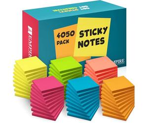 Empire 4050 Pastel Sticky Notes Enhance Organization with Removable Sticky Notes Set of 54 Sticky Pad (75 Sheets Each) - 6 Vibrant Colors - Perfect for Office, Home & School Use - Value Pack of 6 Sets