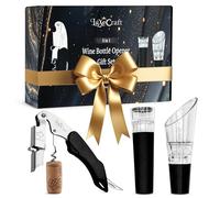 Empire 5-Piece Wine Accessories Gift Set - Wine Bottle Opener with Double Corkscrew, Ergonomic Handle, Pourer & Vacuum Stopper - Stainless Steel