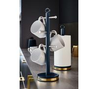 Tower T826092MNB 6 Cup Mug Tree/Kitchen Roll Holder, Midnight Blue