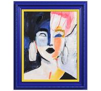 Empire Art Direct "Abstract Diva Chromatic Hand Painted Embellished Giclee Portrait Canvas Wall Art with Baroque Two-Tone Frame, Ready to Hang, Living Room, Bedroom & Office, 20"x24"x1.4"