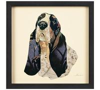 Empire Art Direct Basset Hound Dimensional Collage Handmade by Alex Zeng Framed Graphic Dog Wall Art, 17" x 17" x 1.4", Ready to Hang