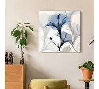 Empire Art Direct Blue Xray Floral Flower Wall Art Frameless Free Floating Tempered Glass Panel Graphic, Ready to Hang, Living Room, Bedroom & Office, 24" x 24" x 0.2",Blue, White, Multi-Color