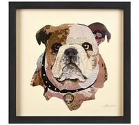 Empire Art Direct "English Bulldog Pup Dimensional Art Collage Hand Signed by Alex Zeng Framed Graphic Wall Art