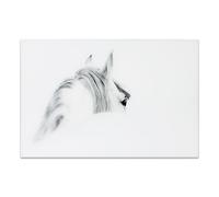 Empire Art Direct Horse 1 Frameless Tempered Glass Black and White Wall Art, 48" x 32" x 0.2", Ready to Hang