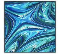 Empire Art Direct "Ocean Waves II Crystallus Epoxy Coated Wrapped Framed Glossy Blue Canvas Wall Art, Ready to Hang, Living Room, Bedroom & Office, 24"x24"x1.5"