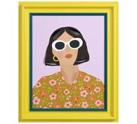 Empire Art Direct "Sunshine Chic Chromatic Hand Painted Embellished Giclee Portrait Canvas Wall Art with Baroque Two-Tone Frame, Ready to Hang, Living Room, Bedroom & Office, 20"x24"x1.4"