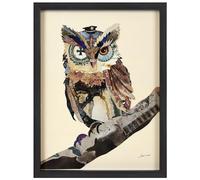Empire Art Direct "The Wisest Owl Dimensional Art Collage Hand Signed by Alex Zeng Framed Graphic Wall Art