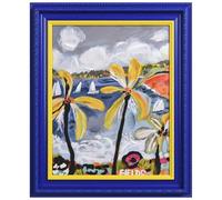 Empire Art Direct "Tropical Palm Chromatic Hand Painted Embellished Giclee Landscape Canvas Wall Art with Baroque Two-Tone Frame, Ready to Hang, Living Room, Bedroom & Office, 20"x24"x1.4"