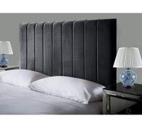 Empire Beds Portland 24" Height Headboard In Black Plush Velvet Fabric For Kingsize Beds