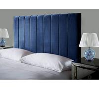 Empire Beds Portland 24" Height Headboard In Blue Plush Velvet Fabric For Double Beds
