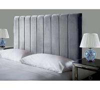 Empire Beds Portland 24" Height Headboard In Grey Plush Velvet Fabric For Single Bed