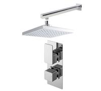 Empire Concealed Square Twin Valve, Arm & Head Shower Bundle Set - Chrome - Balterley
