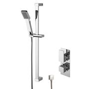 Empire Concealed Square Twin Valve & Slide Rail Kit Shower Bundle Set - Chrome - Balterley