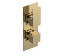 Empire Contemporary Square Concealed Twin Thermostatic Shower Valve With Diverter, 215mm - Brushed Brass By Balterley