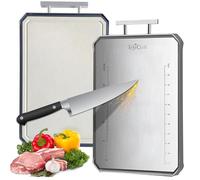 Empire Double-Sided Cutting Board - 304 Food-Grade Stainless Steel Chopping Board for Kitchen, Ideal for Cutting Meat, Vegetables, Fruits & Bread - Durable, Non-Slip, Easy to Clean