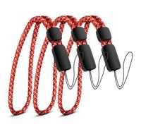 Empire Hand Wrist Strap Lanyard, Adjustable Lanyard Wrist Strap for Car Keys, Cameras, GoPro, Keychain, Phone, Portable Gaming Consoles & More (Pack of 3 - Black & Red Finger Strap)