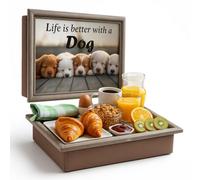 Empire Lap Tray With Bean Bag Cushion - Wooden Soft Padded For Eating, Drinking & Laptop - Ideal Breakfast, Dinner, Snacks & Work