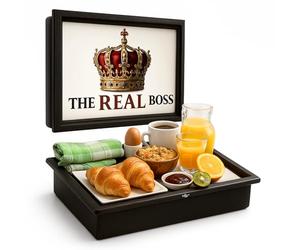 Empire Lap Tray with Bean Bag Cushion - Wooden Soft Padded Lap Tray with Cushion for Eating, Drinking & Laptop - Ideal for Breakfast, Dinner, Snacks & Work - Comfortable, Portable with Sturdy Design