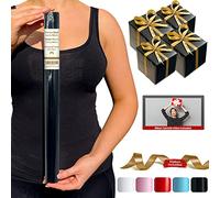 Empire Midnight Black Wrapping Roll, 44cm x 500cm Gift Wrap, 80 GSM Birthday Gift Wrap with 2.5cm x 1000cm Ribbon, Roll with Cutting Lines