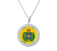 Empire of Brazil Flag Funny Necklace With Printed Pendant Novelty Diamond Jewelry for Women Men Silver/Gold