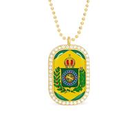 Empire of Brazil Flag Funny Pendant Necklace for Women Personalized Fashion Jewelry Diamond Necklaces for Wedding Birthday Gold Silver