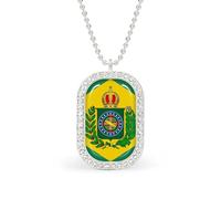 Empire of Brazil Flag Funny Pendant Necklace for Women Personalized Fashion Jewelry Diamond Necklaces for Wedding Birthday Gold Silver