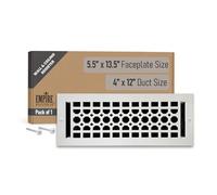 Empire Register Co, Ceiling and Wall Vent Cover - 4x12 inch, Honeycomb Design, White Finish, Heavy Duty Floor Vent Covers, Metal Damper Attached.