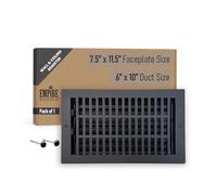 Empire Register Co, Ceiling & Wall Vent Cover - 6x10 inch, Modern Contemporary Design, Textured Black Finish, Metal Damper Attached, Measure Wall Hole Dimensions (not for Floor use)