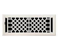 Empire Register Co, Premium Home Vent Covers - 4x12 inch, Antique Style Design, White Finish, Heavy Duty Air Flow Direction Floor Registers, Metal Damper Attached
