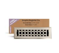 Empire Register Co, Vent Cover - 2x10 inch, Honeycomb Design, Brushed Nickel Finish, Heavy Duty Floor Vent Covers, Metal Damper Attached Vent Covers for Home Floor only