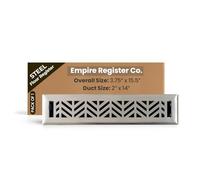 Empire Register Co, Vent Cover - 2x14 inch, Chevron Design, Brushed Nickel Finish, Heavy Duty Floor Vent Covers, Metal Damper Attached. Vent Covers for Home Floor only.