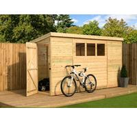 Empire Sheds 2500 10 x 7ft Side Panel Door Tongue and Groove Pent Garden Shed - Green - Wilko