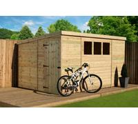 Empire Sheds 2500 9 x 8ft Tongue and Groove Pent Garden Shed - Green - Wilko