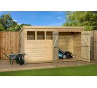 Empire Sheds 4000 12 x 6ft Double Door Tongue and Groove Wooden Pent Garden Shed - Size: 6 x 12ft - Green - Wilko
