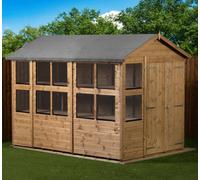 Empire Sheds Empire Apex Potting Shed 6x10ft Double Door Wooden Garden Shed Double Door Windows, Brown