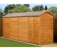 Empire Sheds Empire Modular Apex 4X16 Dipped Treated Tongue And Groove Wooden Garden Shed Double Door (4' X 16' / 4Ft X 16Ft) (4X16)