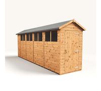 Empire Sheds 4 x 18ft Tongue and Groove Wooden Apex Garden Shed - Brown - Wilko