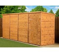 Empire Sheds 16 x 4ft Tongue and Groove Wooden Pent Garden Shed - Brown - Wilko