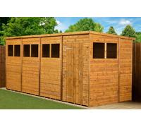 Empire Sheds Empire Modular Pent 16X6 Dipped Treated Tongue And Groove Wooden Garden Shed Windows (16' X 6' / 16Ft X 6Ft) (16X6)