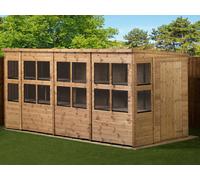 Empire Sheds Empire Pent Potting Shed 14x6ft Single Door Wooden Garden Shed 14x6ft Double Door, Brown